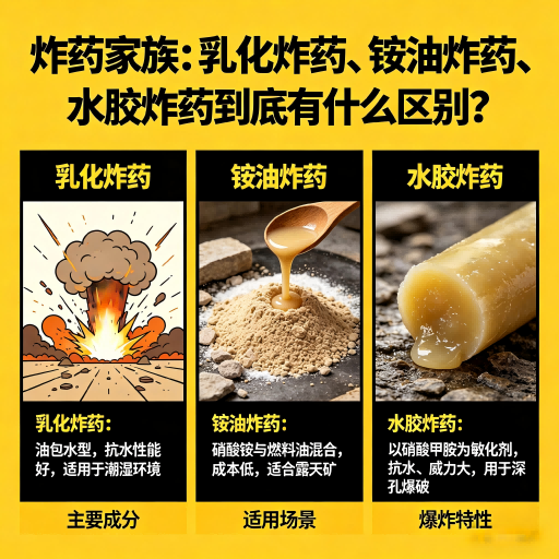 西充炸药家族：乳化炸药、铵油炸药、水胶炸药到底有什么区别？